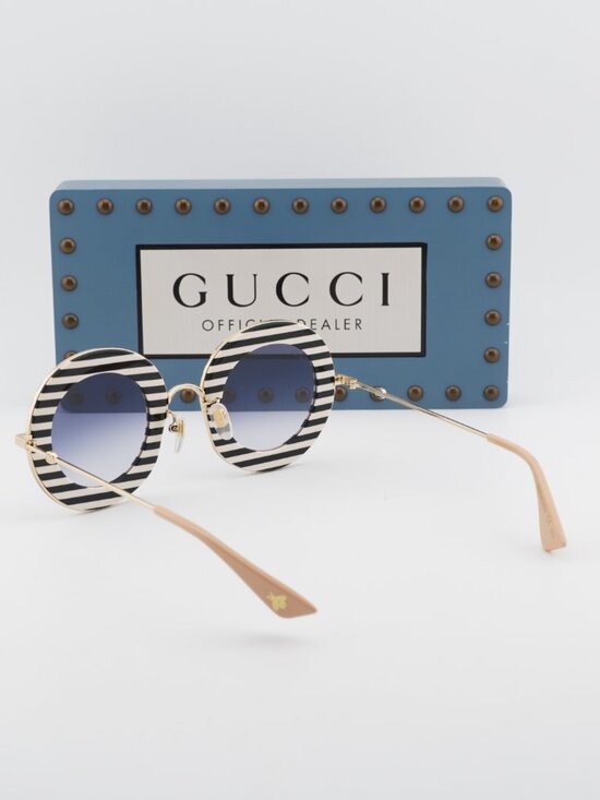 Gucci GG0113S 008 Round Sunglasses - Black\\Blue Gradient main image 9